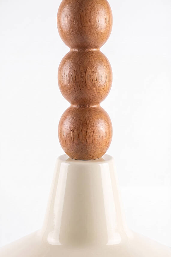 Ruby Ahşap 3 Boncuklu Avize 30 cm - Krem - 5