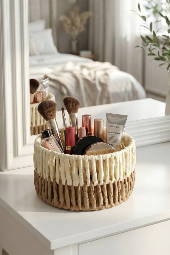 Solora El Yapımı Kağıt İp Organizer 20x10 cm - Natural - 2