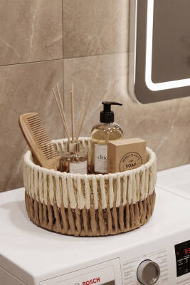 Solora El Yapımı Kağıt İp Organizer 20x10 cm - Natural - 3