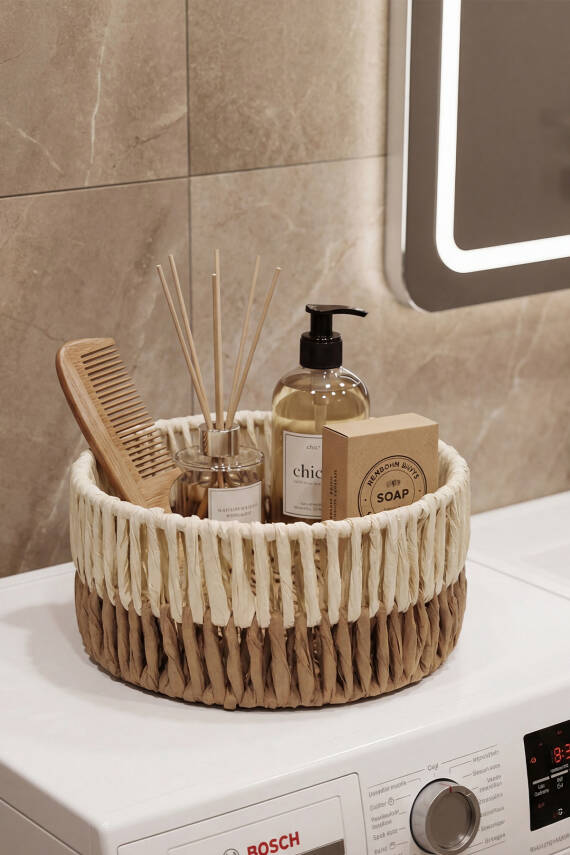 Solora El Yapımı Kağıt İp Organizer 20x10 cm - Natural - 3