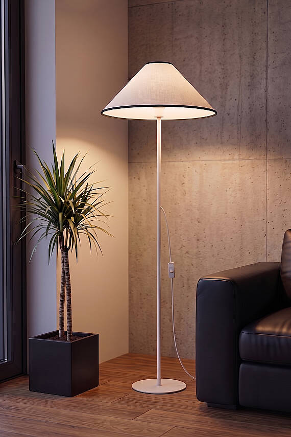 Venus Cream Floor Lamp - Black Piping Edition - 4