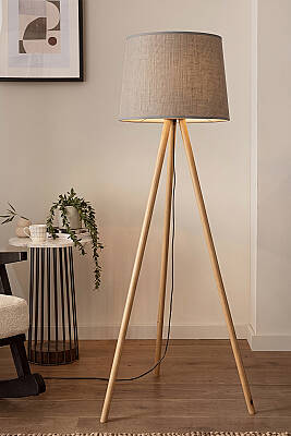 Woody Tripod Cappuccino Kumaş Lambader - MARRIEN